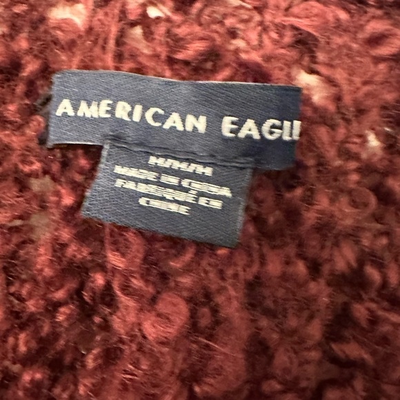 AEO Womens Cardigan‎ Sweater Open Front Pockets Cozy Burgundy Small - Picture 4 of 7